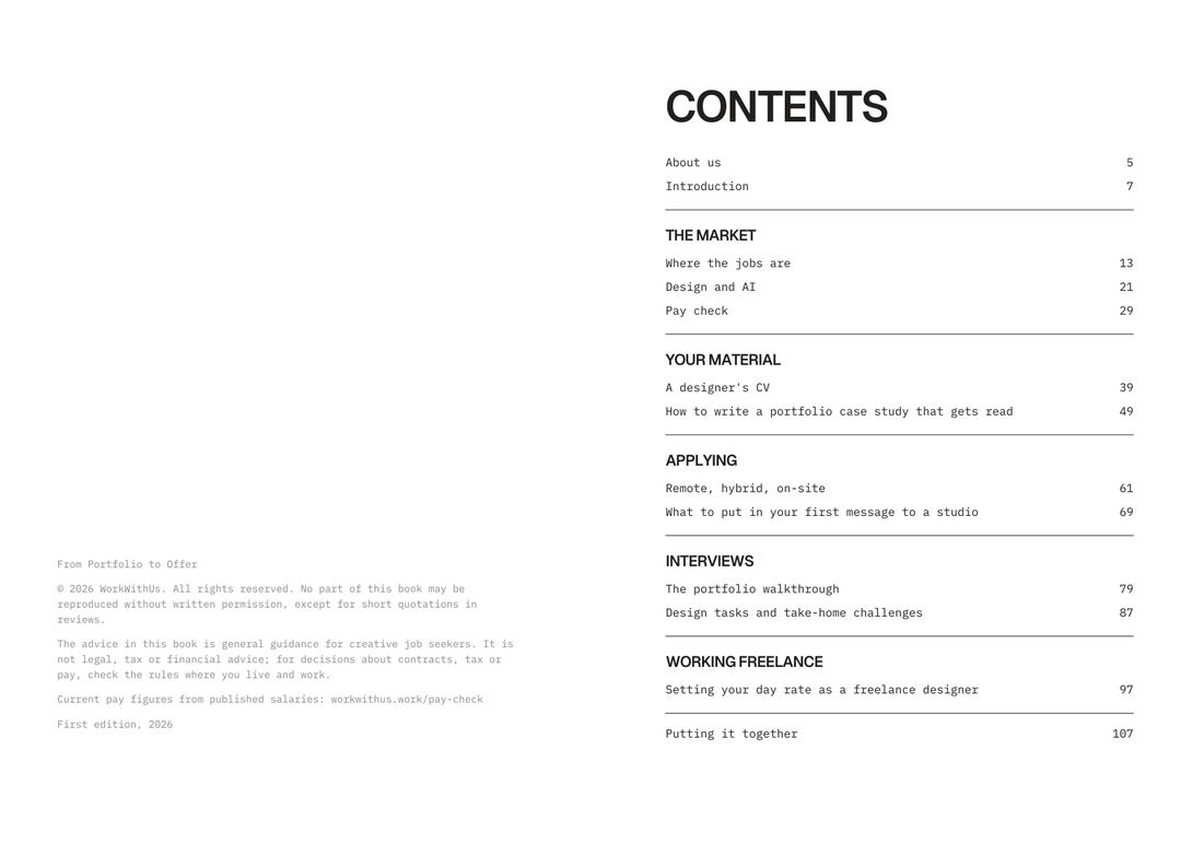 The copyright page and the contents in the From Portfolio to Offer