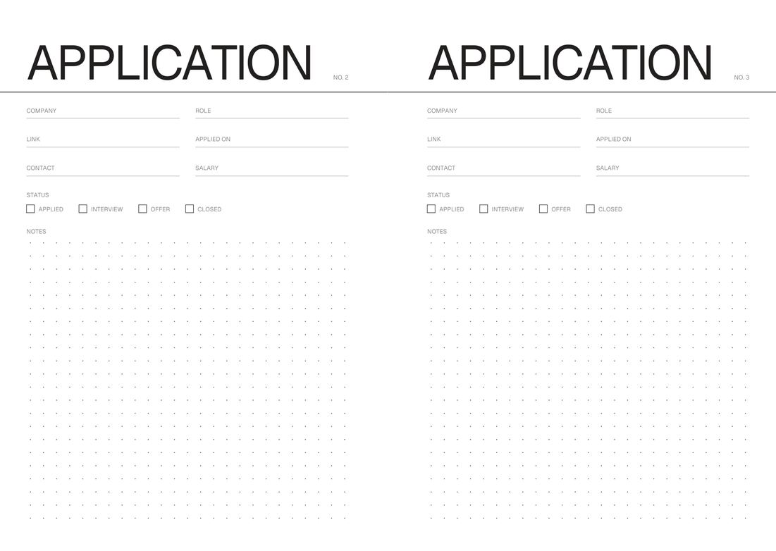 The application tracker in the Job Search Journal