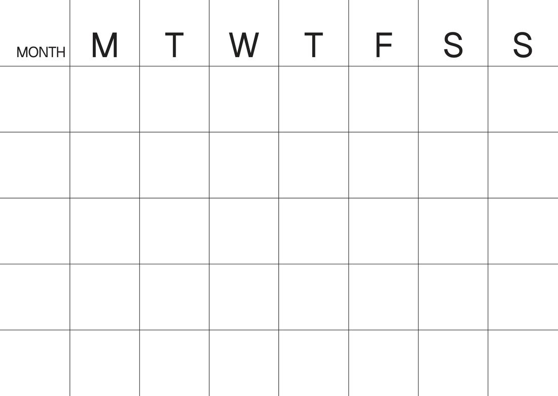 A month as a calendar spread in the Monthly Planner for Designers