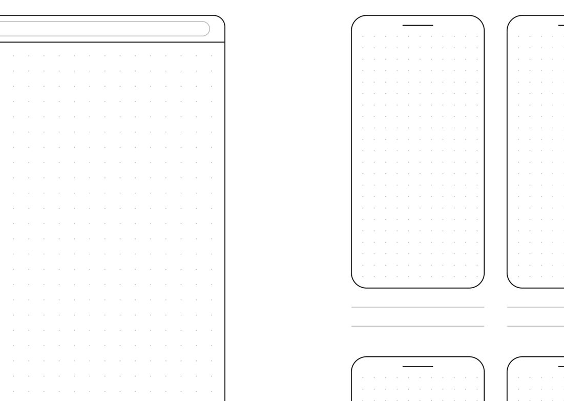 A close-up of the dot grid in the browser and phone frames in the UX Sketchbook