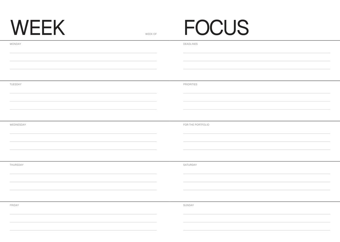 A week spread in the Weekly Planner for Designers